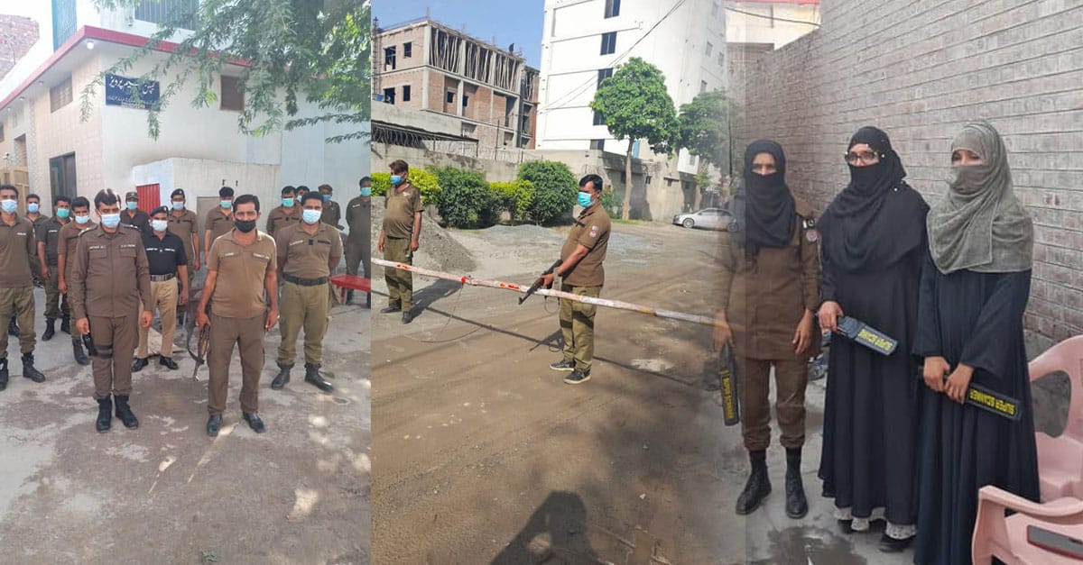 ربوہ پولیس کے اہلکار اور خواتین اہلکار گرجا گھر کی حفاظت کیلئے ڈیوٹی سرانجام دے رہے ہیں