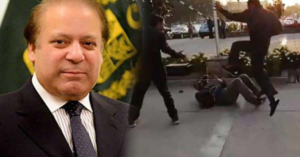 پاکستان: سابقہ نااہل اور مجرم وزیر اعظم پاکستان میاں نواز شریف  کے گارڈ کا صحافی پر بد ترین تشدد